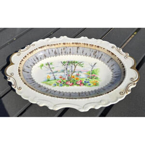 Royal Albert Silver Birch Vegetable Dish With Gold Trim Bone China 10" x 7"